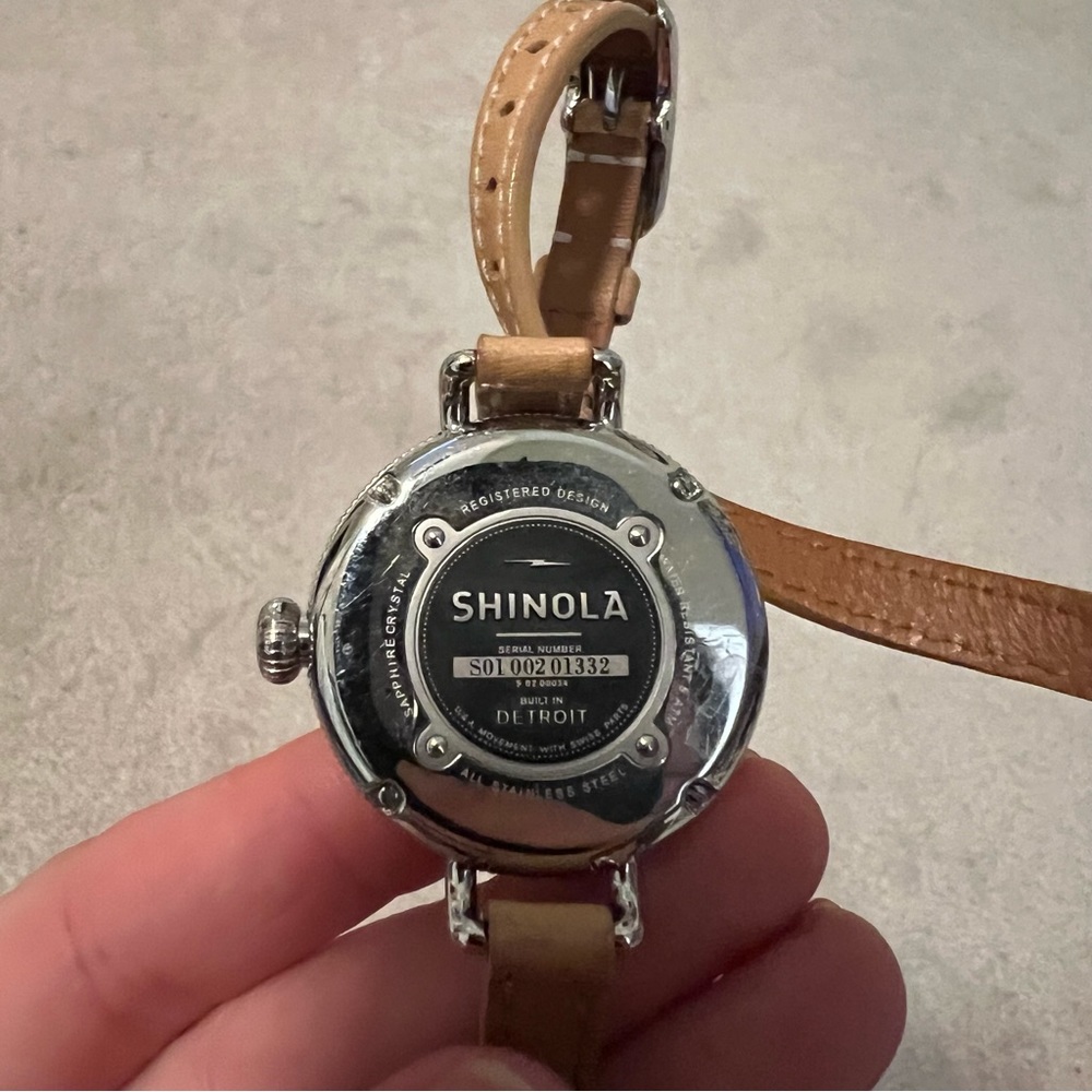 Shinola Birdy watch tan leather strap with silver - Picture 3 of 3